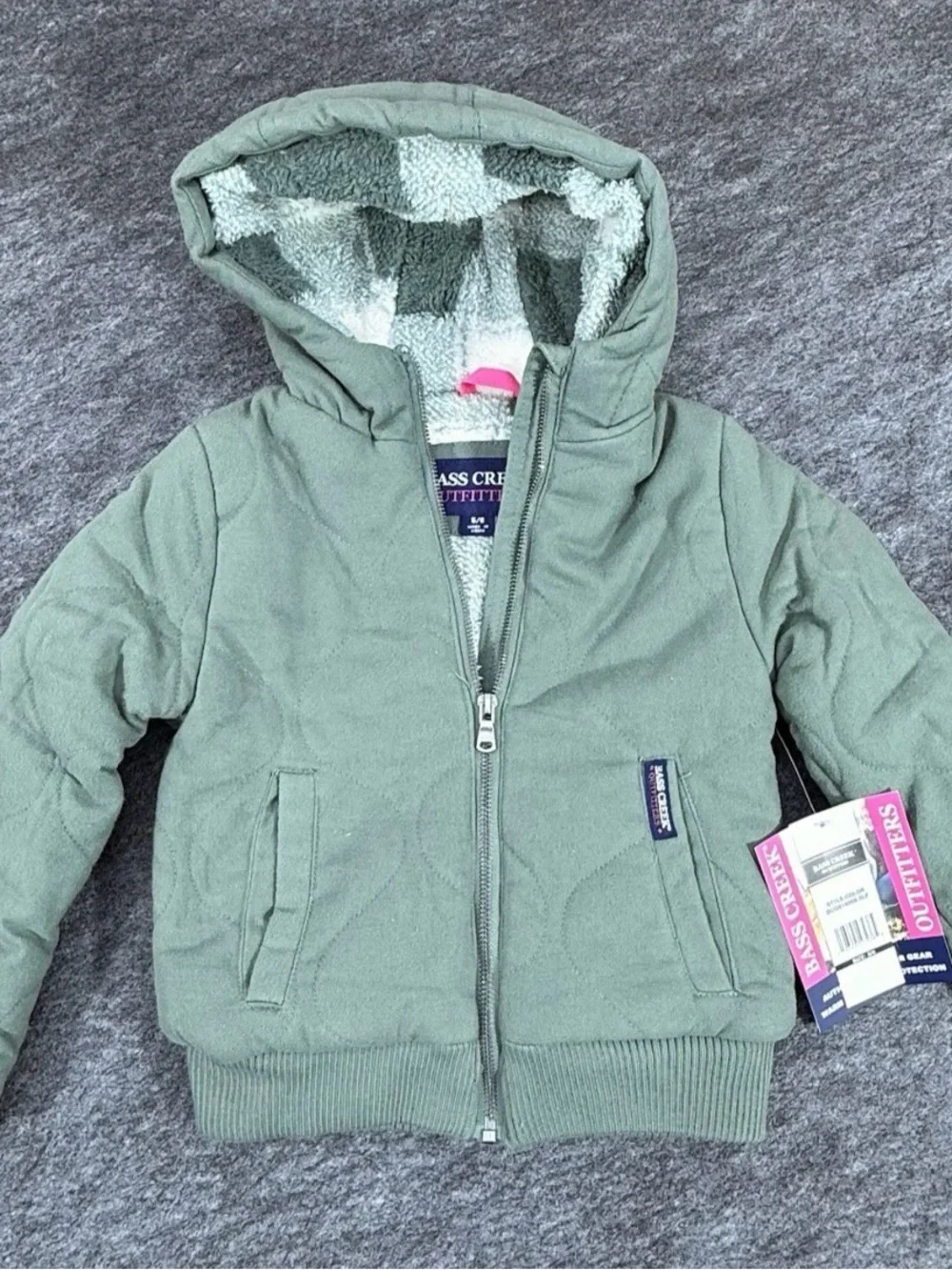 Bass Creek Outfitters Girls 5/6 Green Sherpa Lined Hooded Jacket NWT Snow Ski